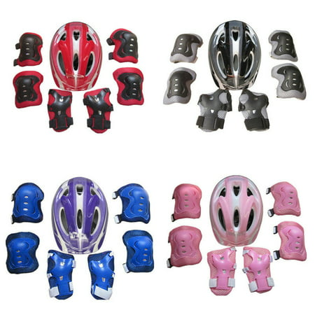 7Pcs Boys & Girls Kids Skate Cycling Bike Safety Helmet Knee Elbow Pad Set UK